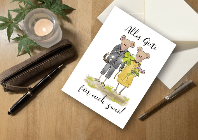 Glückwunschkarte Hochzeit Mäuse