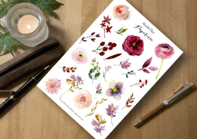 Aufkleber rot rosa Rosen zart Sticker für Bullet journal planner Roses