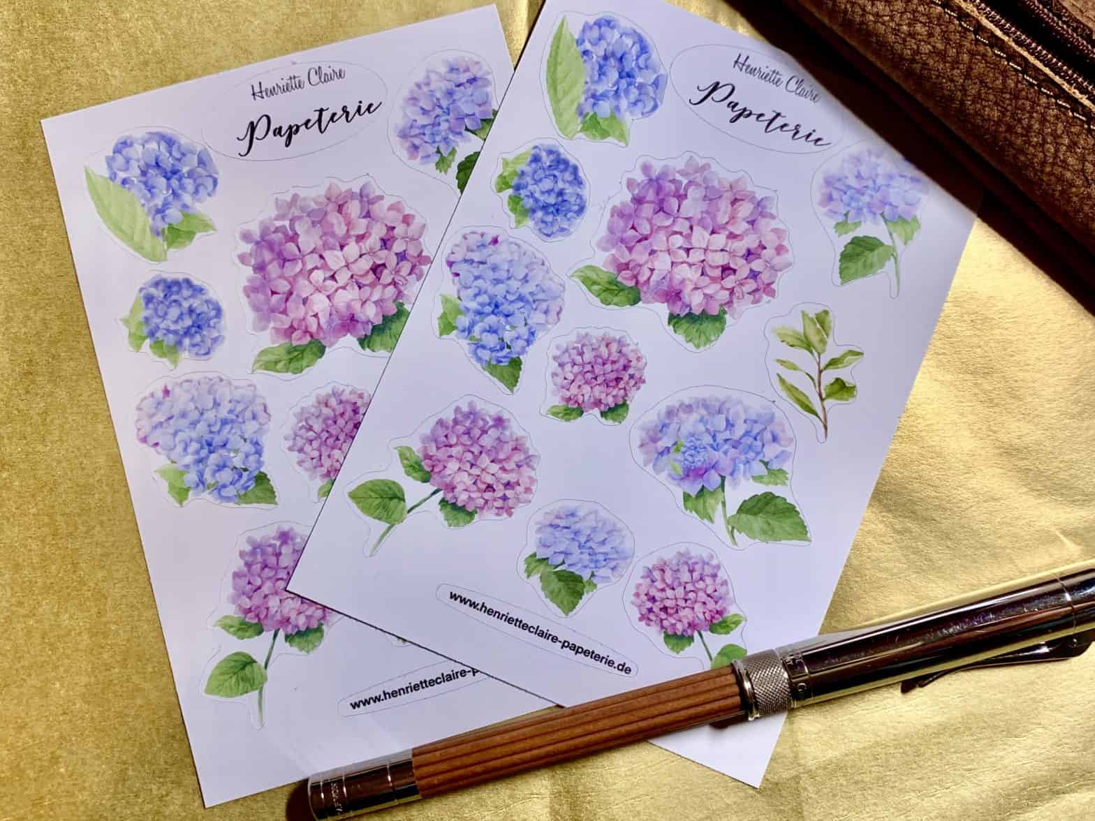 Hortensien Sticker Set – 2 Bögen Mit Floralen Aufklebern, 180 X 110 Mm, Für Journal, Scrapbooking & Deko