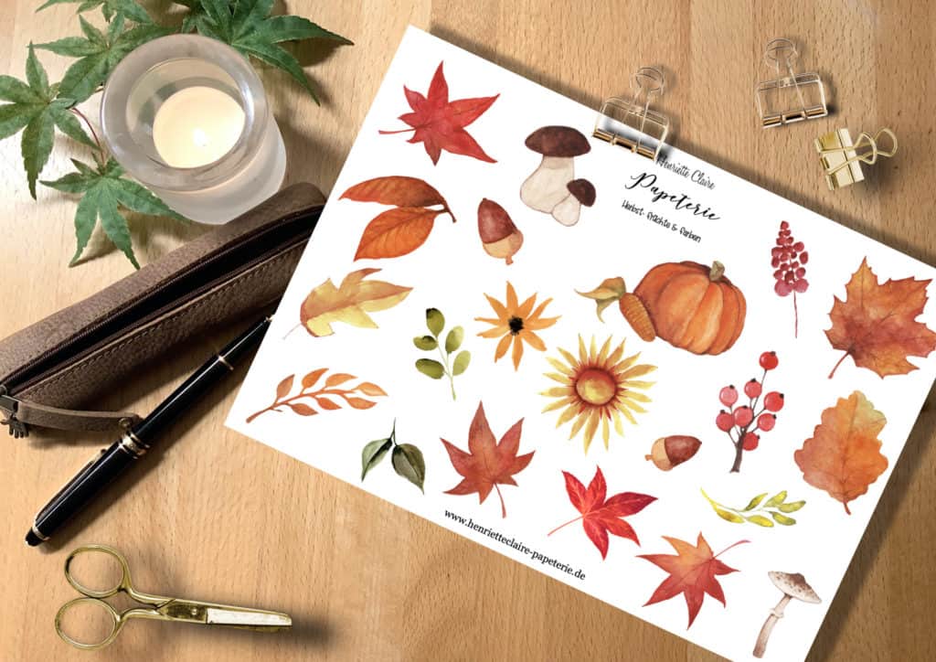 Herbst Aufkleber Fensterdekoration - Bunte Blätter Motive Doppelseitig