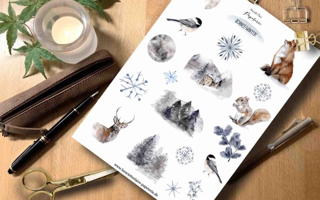Aufkleber SCHNEE-WINTER Aquarell